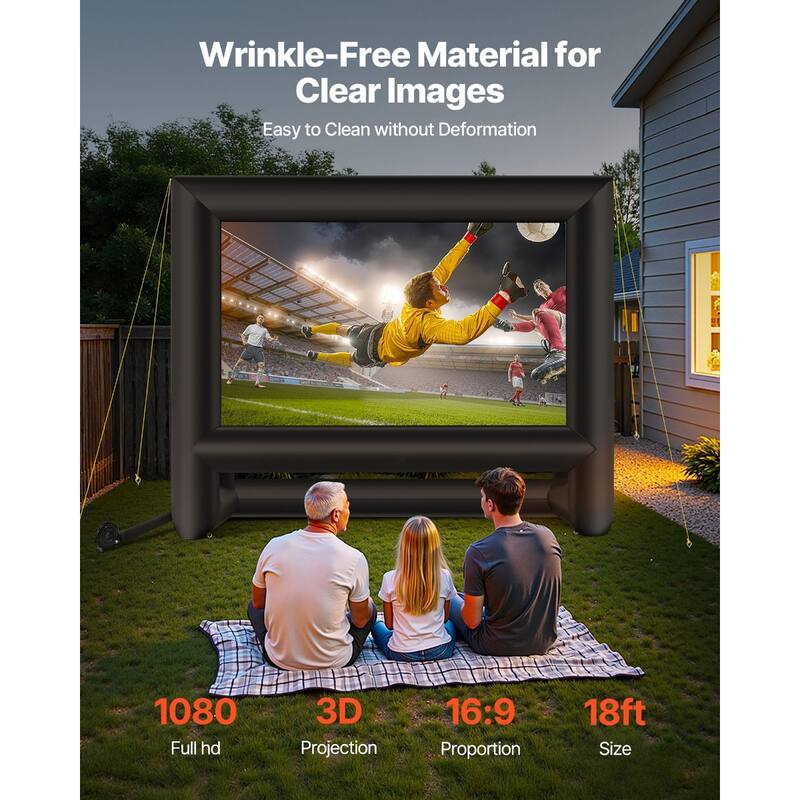 Inflatable Movie Screen, Inflatable Projector Screen with Portable Storage Bag, 16:9 Easy Set Up Movie Projection for