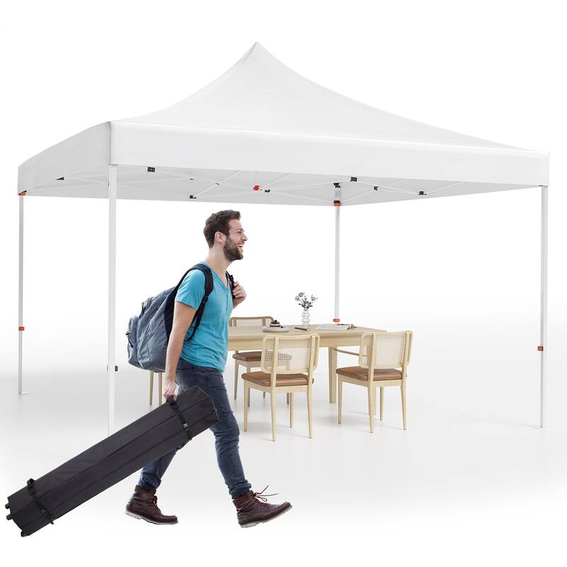 10x10 FT Heavy Duty Pop Up Canopy Tent with Roller Bag, Stakes & Ropes, Commercial Outdoor Shelter