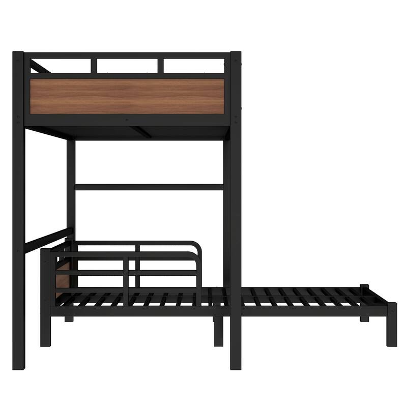 Twin XL over Twin XL Metal Bunk Bed/Metal Loft Bed and Metal Platform Beds,with raised security fence
