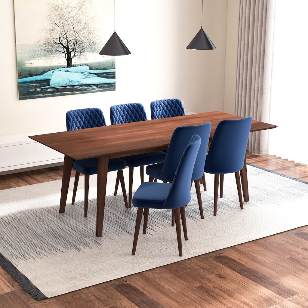 Adrianna Modern Solid Wood Walnut 7-Piece Furniture Style Set