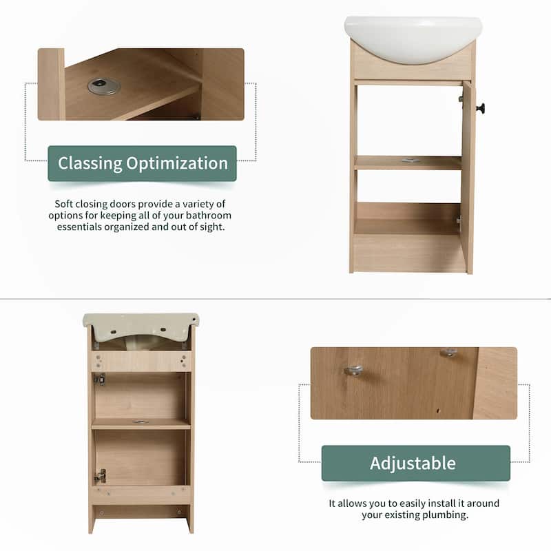 Freestanding 18 Inch Bathroom Vanity With Sink