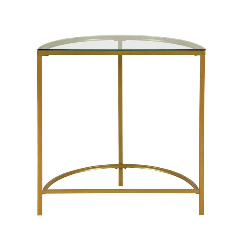 Glass Top Half Round Console Table - 30" - Gold