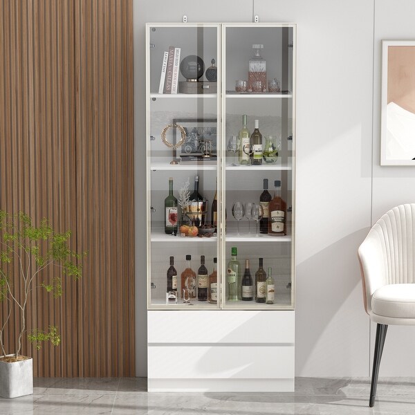 Sleek Tall Modular Display Cabinet with LED Lighting On Sale Bed Bath Beyond 40914535