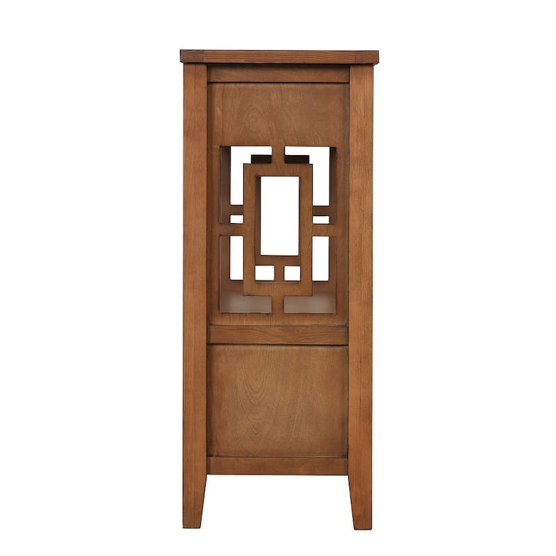 36" Pine Wood Console Table with Drawers and Shelves