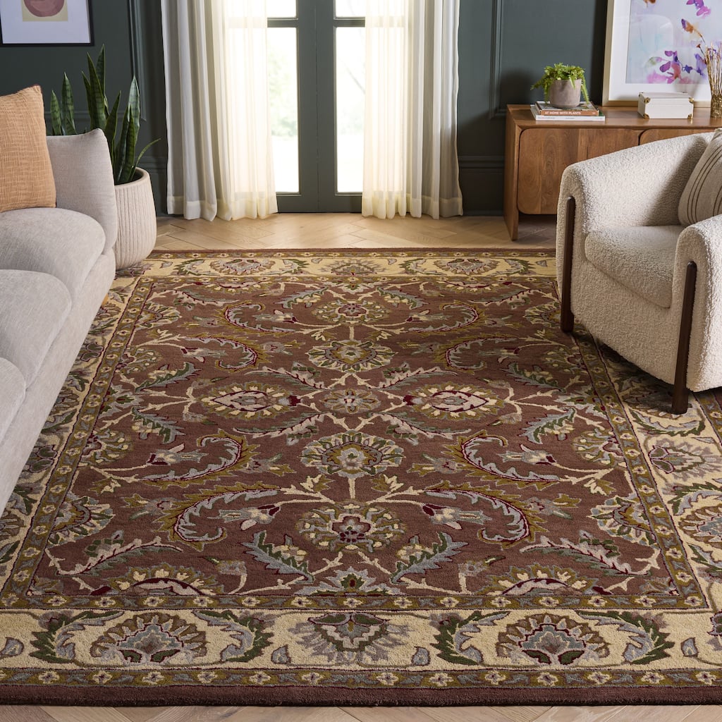 Handmade Traditional Rug SAFAVIEH Handmade Heritage Freehand Stripe Traditional Oriental Wool ...