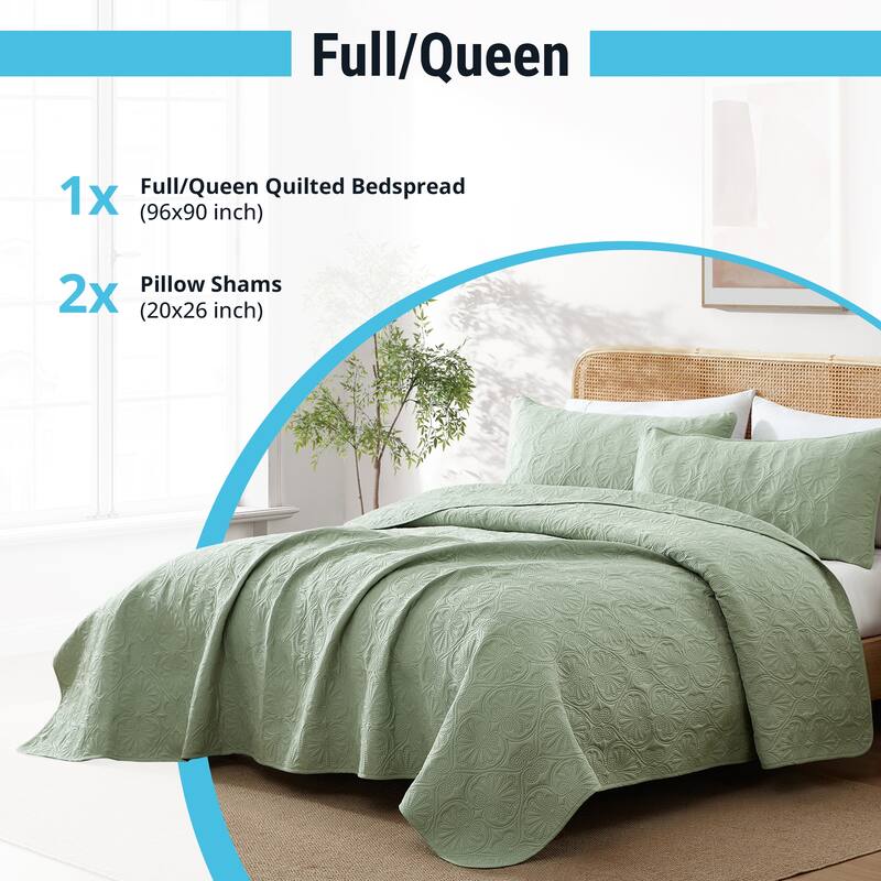 HLC.ME Benji - 3 Piece Size Quilt Set, Lightweight Bedspread Coverlet Set