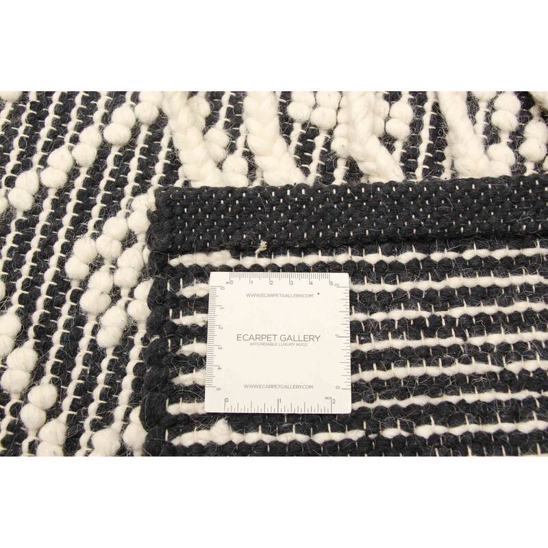 ECARPETGALLERY Braid weave Sienna Black Wool Rug - 5'2 x 7'5