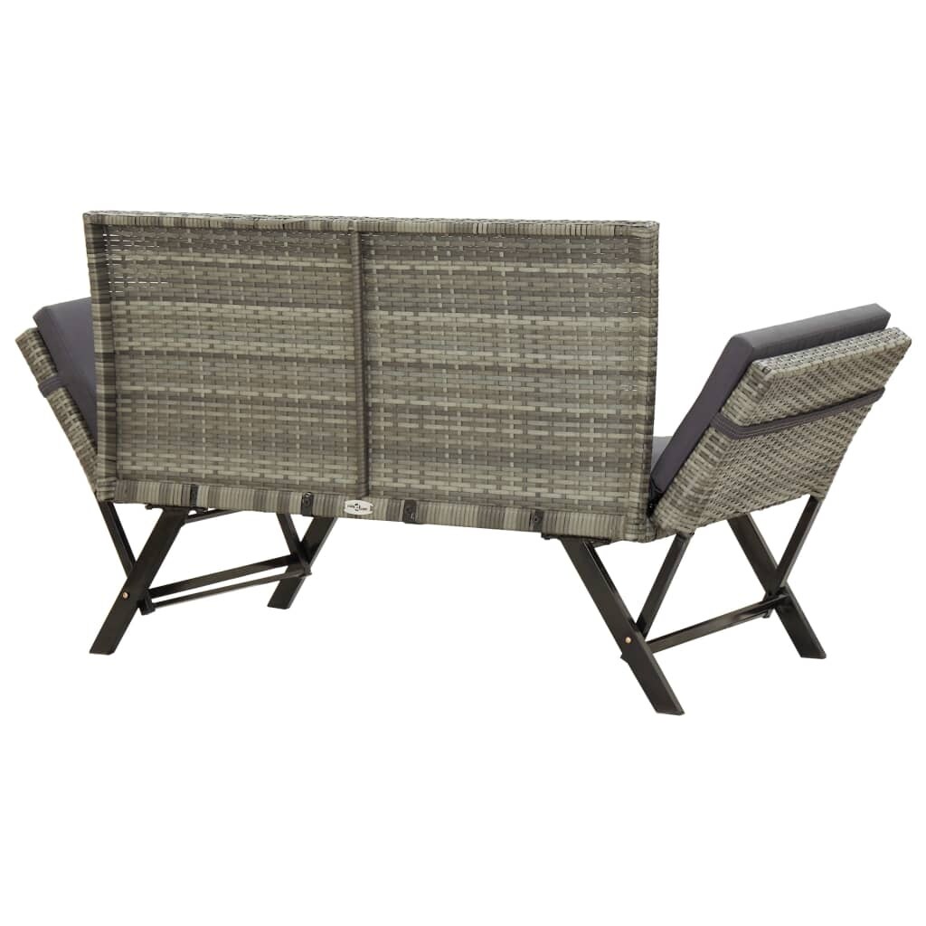 Vidaxl Garden Bench With Cushions 69 3 Gray Poly Rattan Overstock 31039620