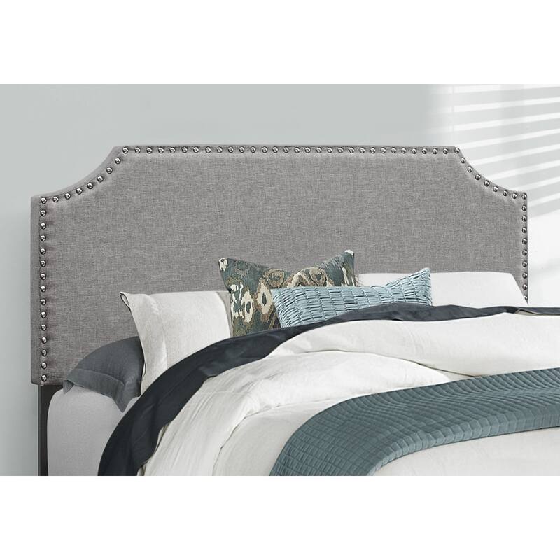 Grey Faux Leather Full Size Upholstered Bed Frame and Panel Headboard