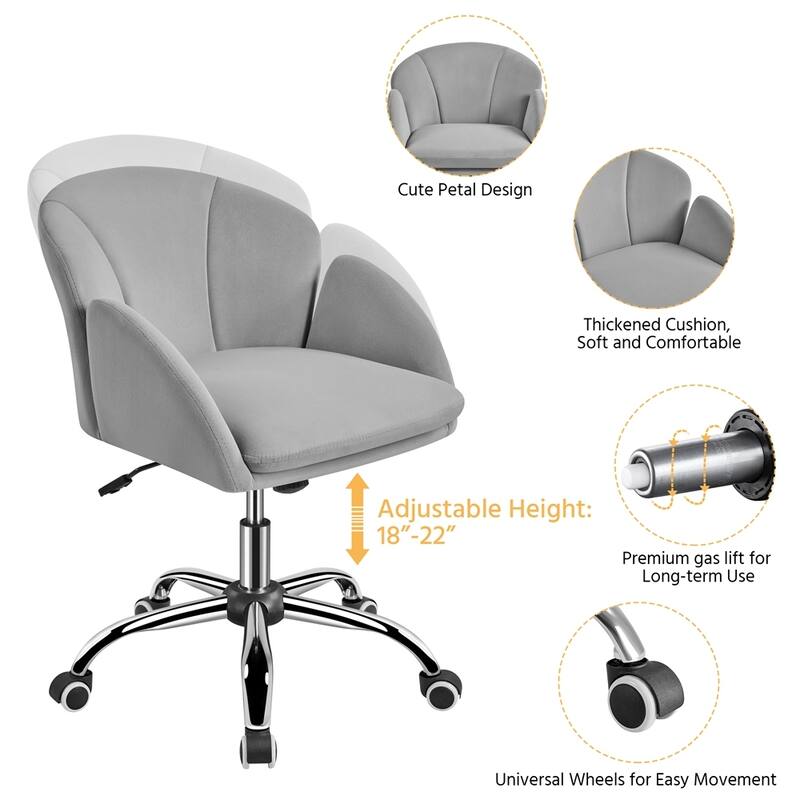 Yaheetech Modern Swivel Rolling Desk Chair Makeup Vanity Chair for Home Office