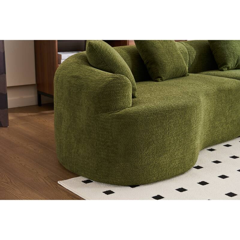 Modular Curved Sectional Sofa, Full Compression 4-Seater Foam Couch, Chenille Boneless Cloud Sofa for Living Room, Bedroom