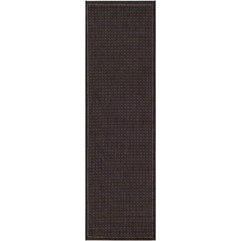 Dream Decor Rugs Pergola Basketweave Black Brown Outdoor Area Rug - 2'3" x 7'10" Runner