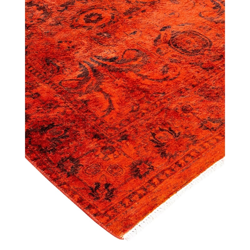 Overdyed, One-of-a-Kind Hand-Knotted Area Rug - Orange - 3' 2" x 5' 5"