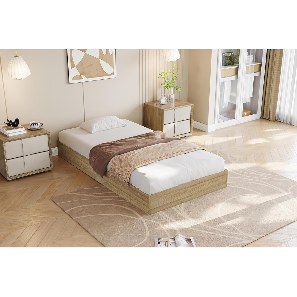 Wood Platform Bed, Floor-Standing Bed Frame, Modern Minimalist Design Bed Frame