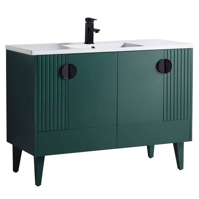 Venezian 48-inch Bathroom Vanity Set - One Sink - Green - Black Handles
