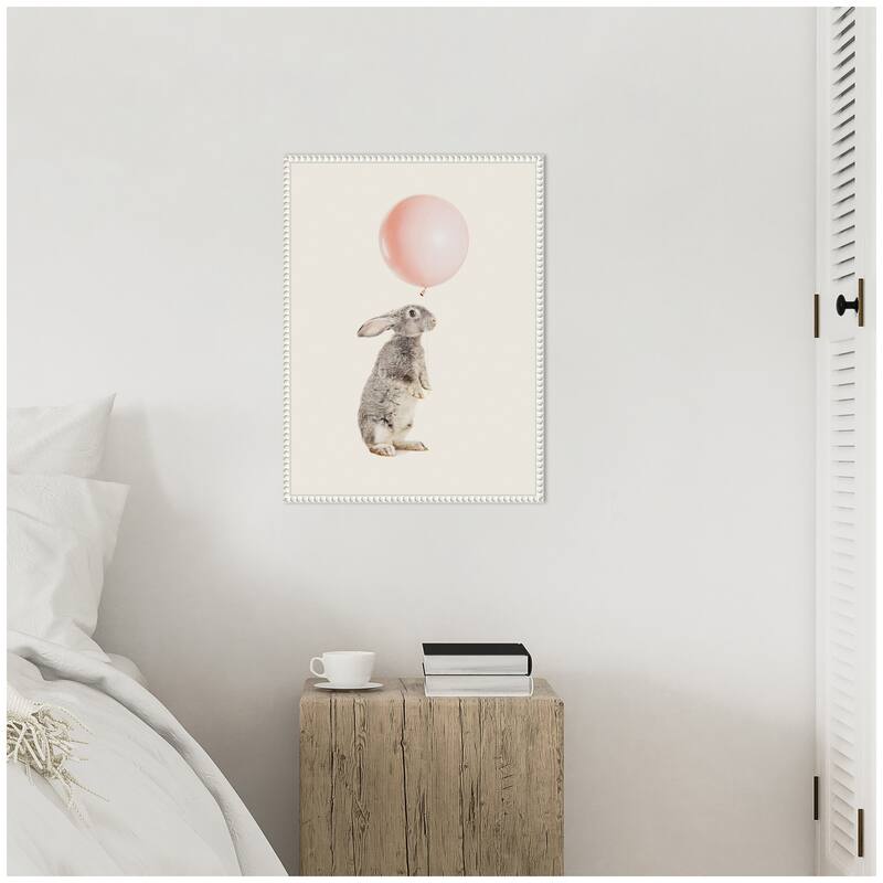 Kate and Laurel Sylvie The Bunny and the Pink Balloon Framed Canvas by July Art Prints