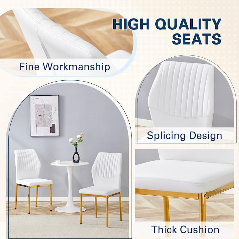 Luxury Simple Chair - Set of 6 PU Material High Resilience Dining Chair, Chair Back Has a Vertical Stripe Design