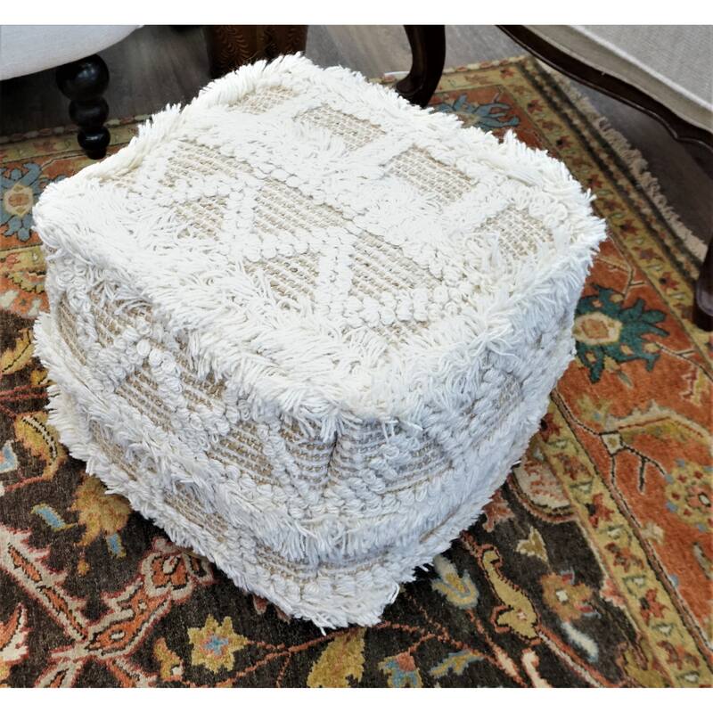 Home&Manor Wool Cotton Euler Pouf