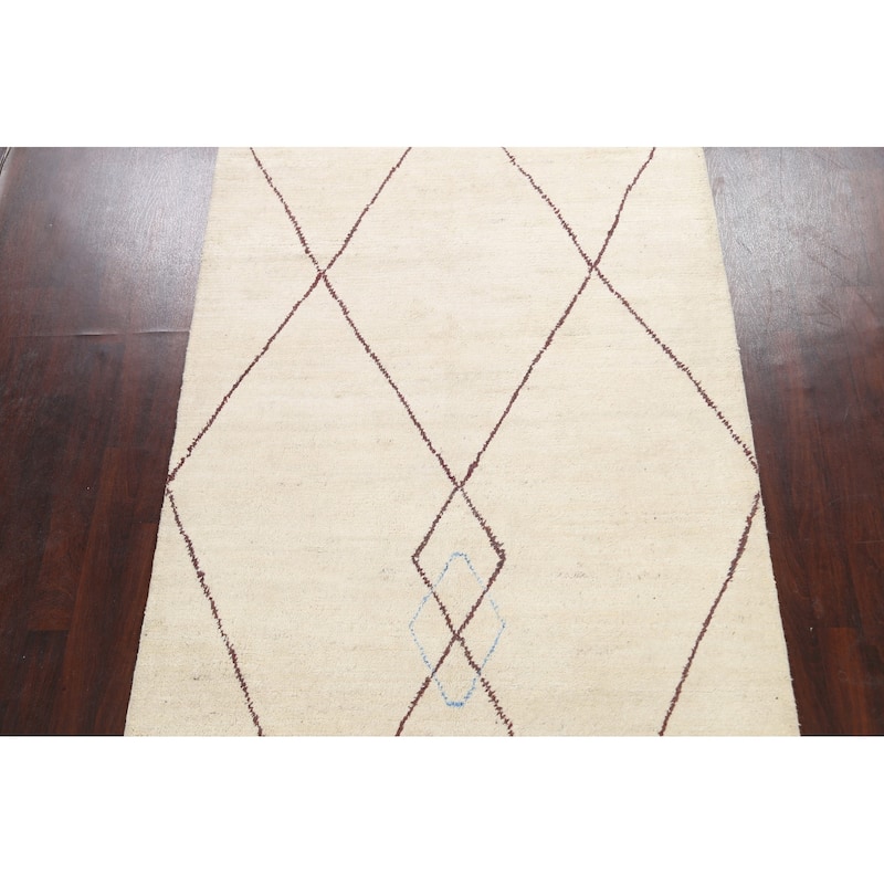 Vegetable Dye Oriental Moroccan Berber Area Rug Wool Hand-knotted - 5'9" x 9'5"