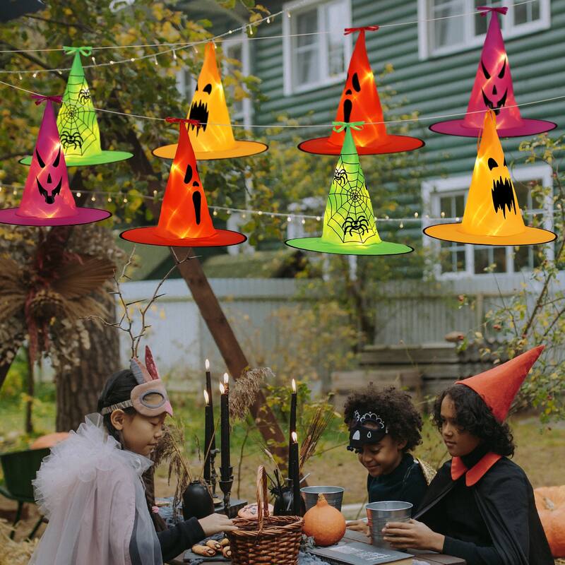 8 Halloween Hanging Light-Emitting Witch Hat Decorative Lights
