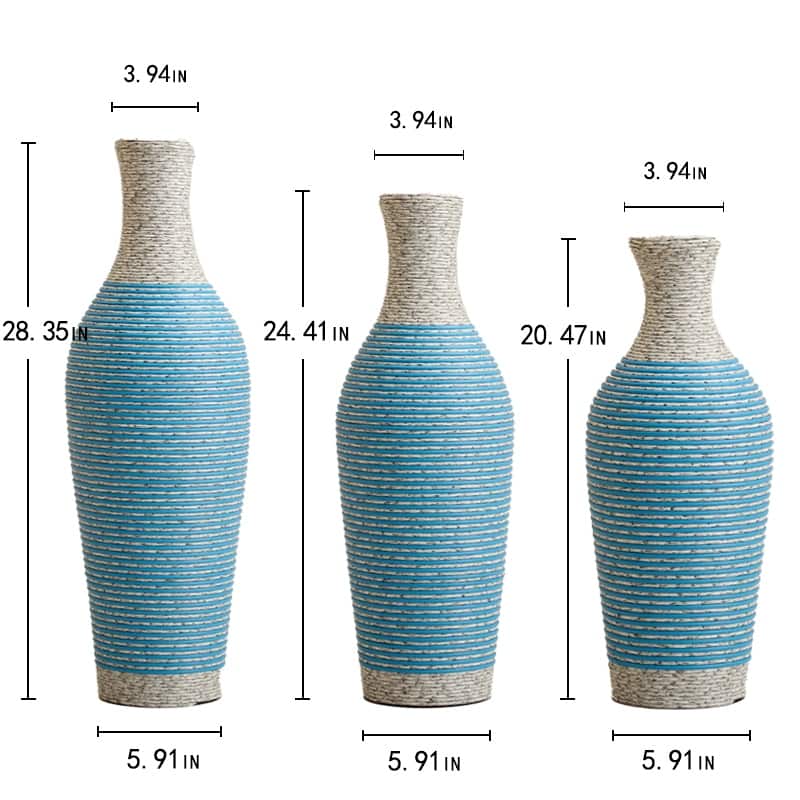 Hand-Woven PVC Rattan Floor Vase