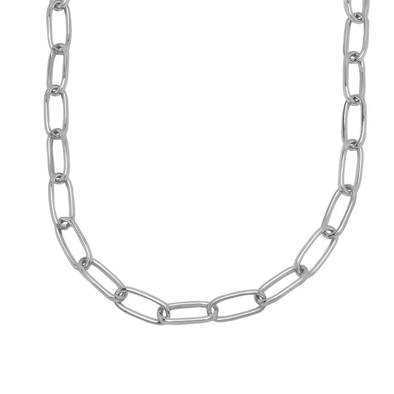 Victoria Townsend Silver Plated Thick Paperclip Link Chain Necklace - 18 Inch - White
