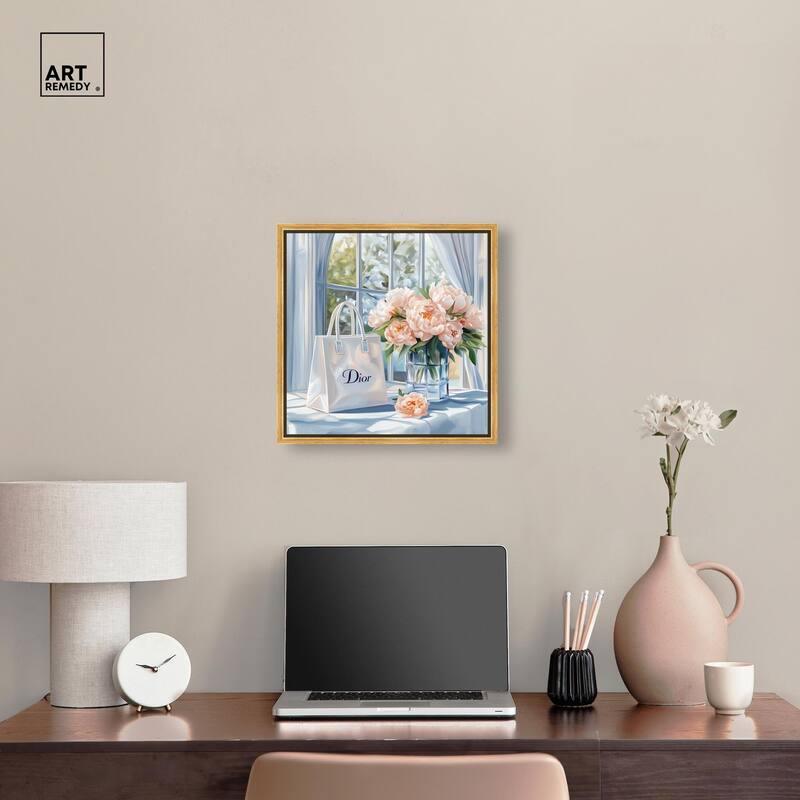 Bag and Peonies Canvas by Art Remedy