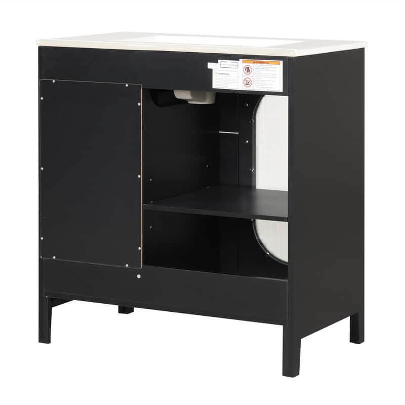 30" Bathroom Vanity with Sink, Bathroom Vanity Cabinet with 2 Drawers and Door, Adjustable Shelf