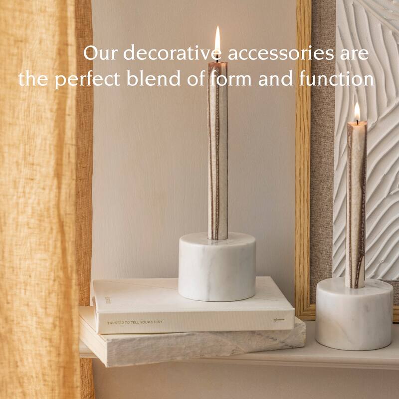over&back 100% Marble Classic Candle Holders - Set of 2
