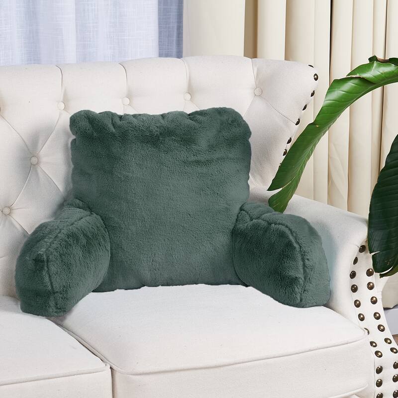 Home Soft Things FoxFauxFur Bedrest - 20" x 18" x17" - Gunmetal