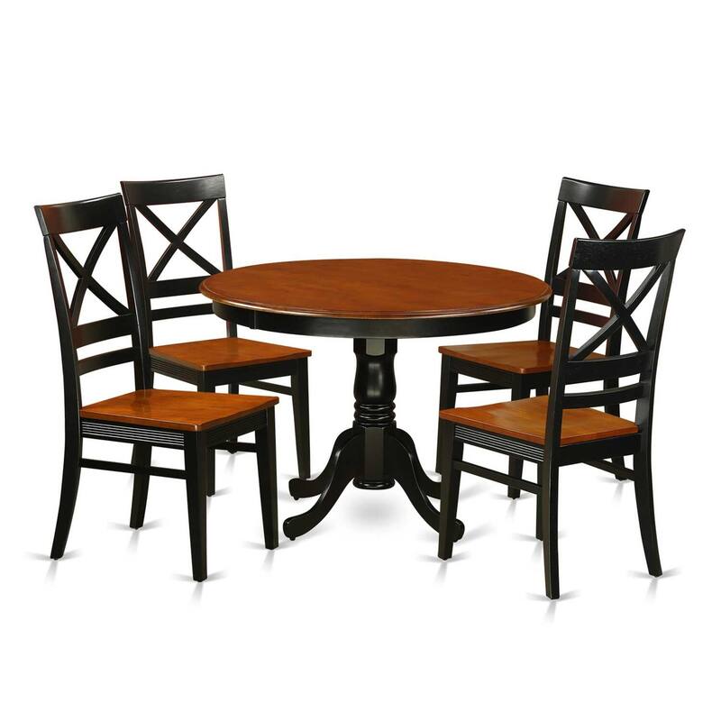 5 Piece Dining Set - Round Kitchen Table & 4 Chairs - Black Cherry Finish - 42 Inch Table