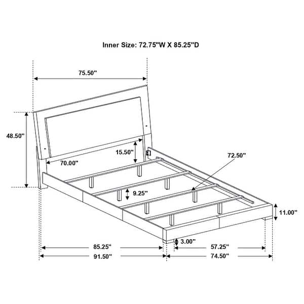 dimension image slide 10 of 52, Felicity Glossy White Bedroom Set with LED Lighting
