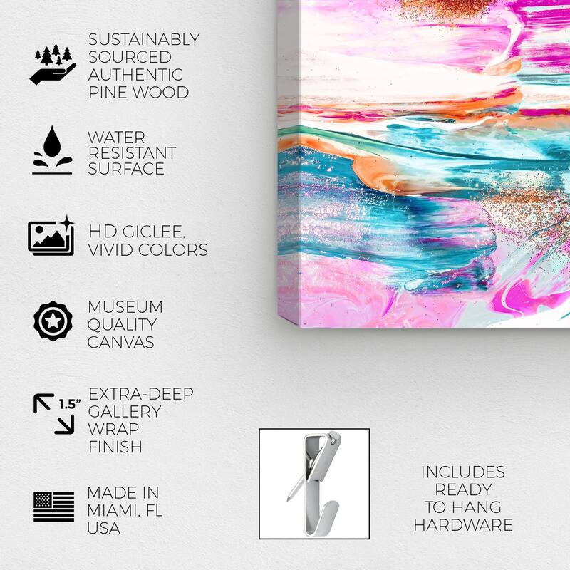 Wynwood Studio Abstract Jelly Be Marvelous Blue and Neon Pink Glam Wall Art Canvas Print