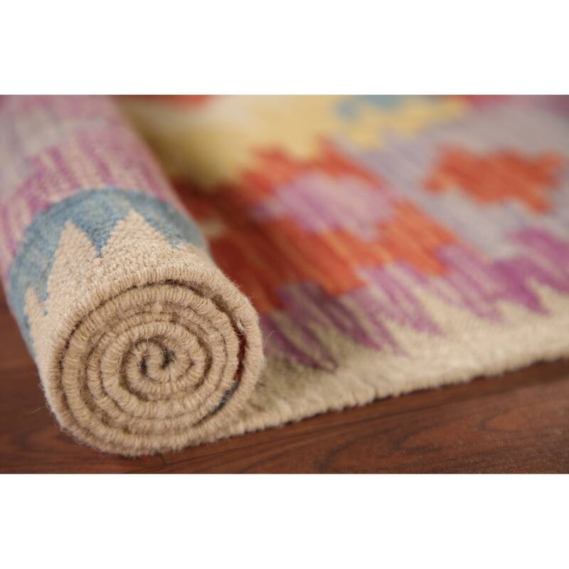 Reversible Kilim Area Rug Flatweave Accent Wool Carpet - 3'4"x 5'2"