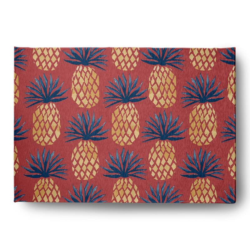 Pineapple Stripes Indoor/Outdoor Rug - Ligonberry Red - 5' x 7'