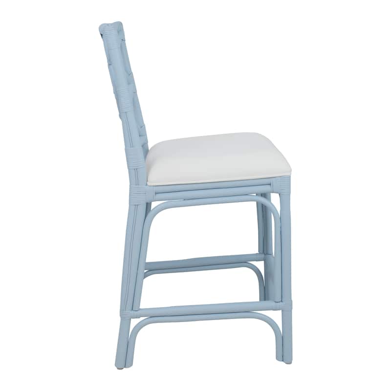 Natural Rattan Handmade Chippendale Single Cushioned Bar Stool by East at Main