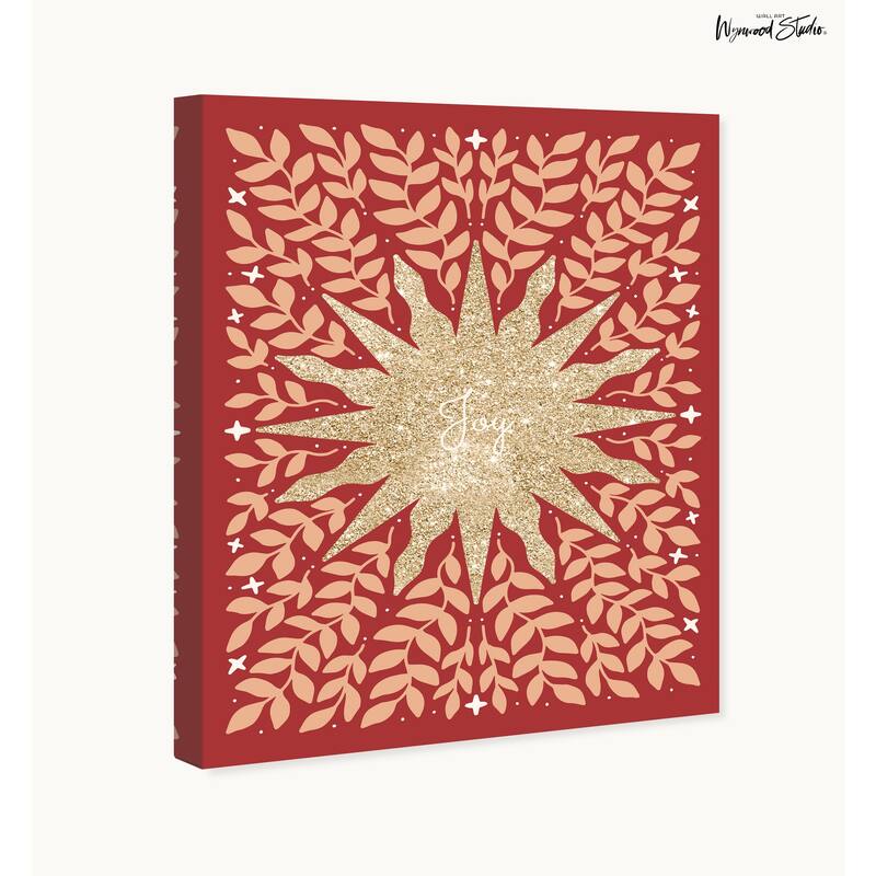 Wynwood Studio Canvas Holiday and Seasonal Champagne Star Red Glam Wall Art Canvas Print