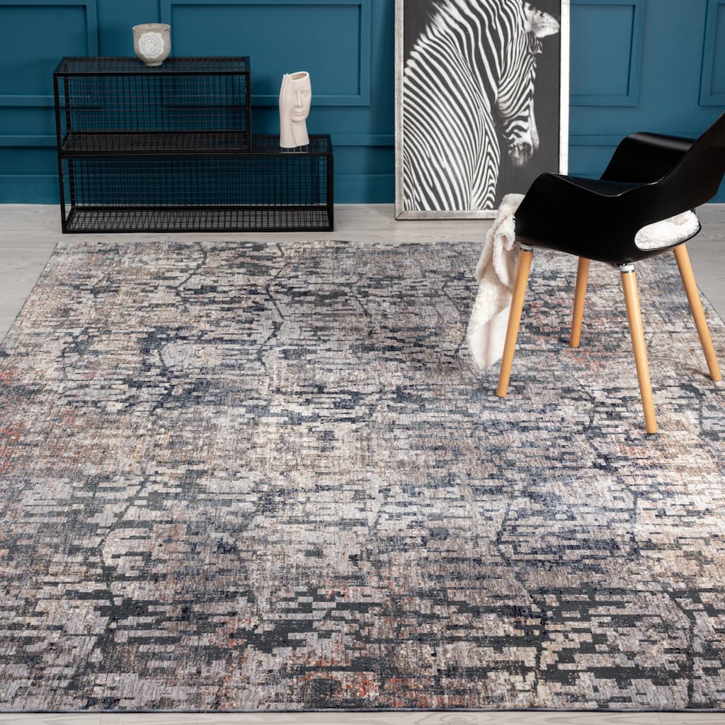 Greys/Coal Abstract Area Rug