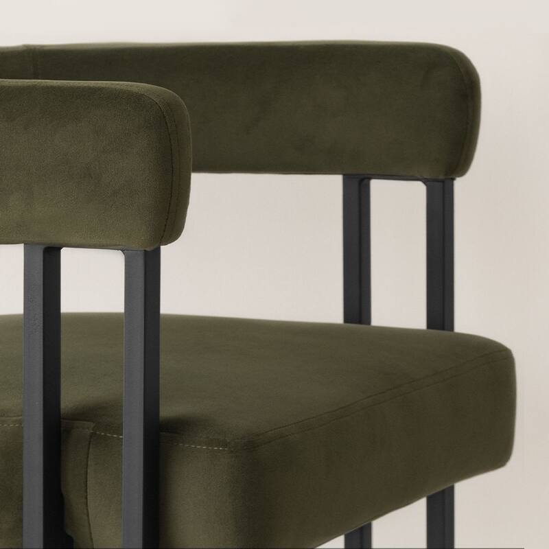 24" Seat Height Upholstered Velvet Solid back Counter Stool (Set os 2)