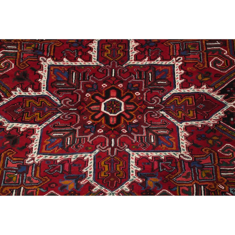 Hand Knotted Oriental 100% Wool Carpet Traditional Medallion Red Heriz Area Rug - 12' 7'' X 9' 8''