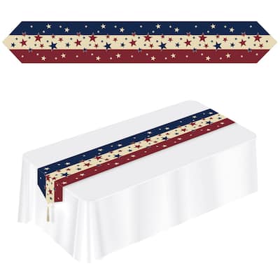 11" x 6' Red and Blue Printed Americana St. Patrick Day Table Runner