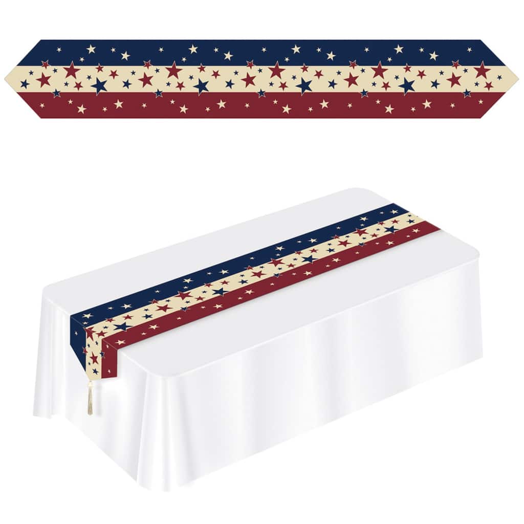 11" x 6' Red and Blue Printed Americana St. Patrick Day Table Runner