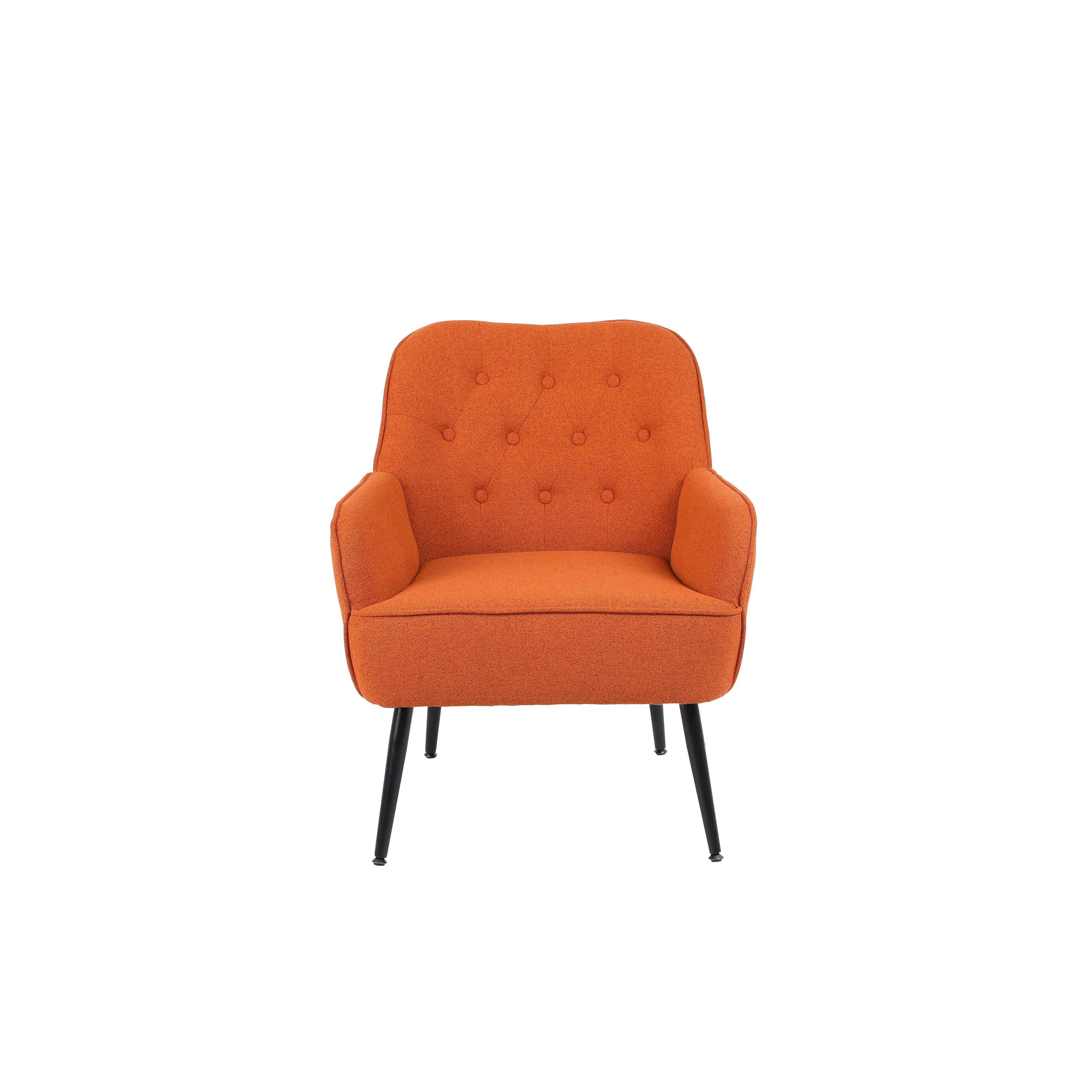 Modern Sloped Arms Armchair Orange Velvet Barrel Chair Lounge Chairs