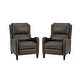 preview thumbnail 72 of 166, Brigida Multifunctional Modern Genuine Leather Nailhead Trim Recliner with Adjustable Footrest Set of 2 by HULALA HOME