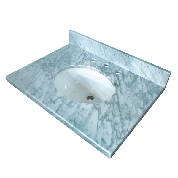 Kingston Brass KVPB3022M38 Templeton 30" Marble Vanity Top with Backsplash - Carrara Marble