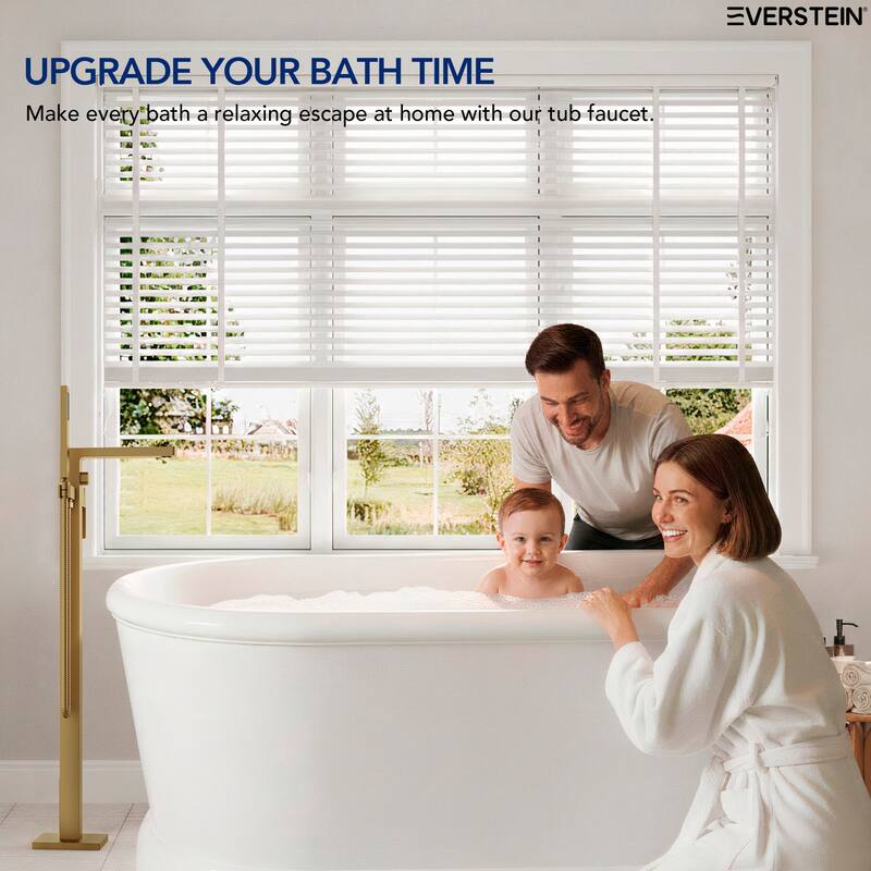 Floor Mount Freestanding Tub Filler with Handshower,Single Handle Bathtub Faucet