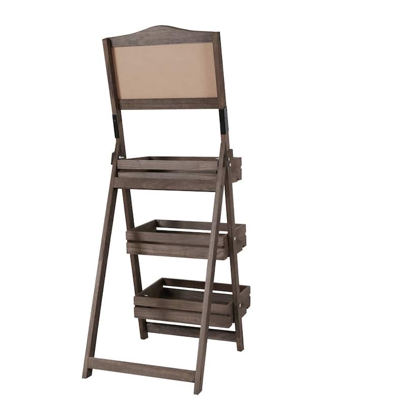 3-Tiered Free Standing Chalkboard Wood Plant Stand - 20 in. x 42 in. x 15 in.