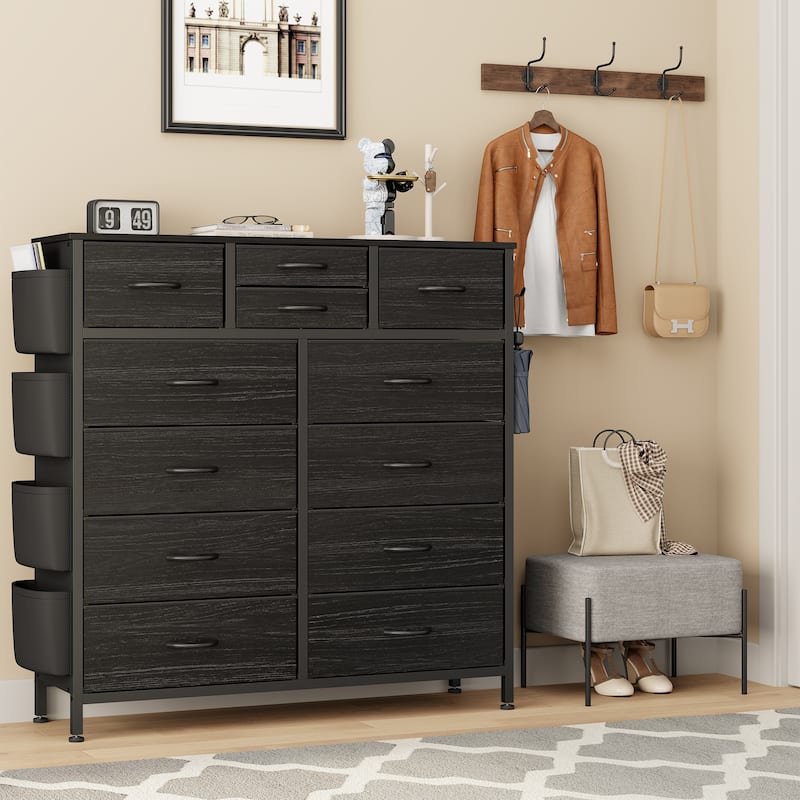 12 Drawer Dresser Fabric Tall Dressers for Bedroom Chest of Drawers
