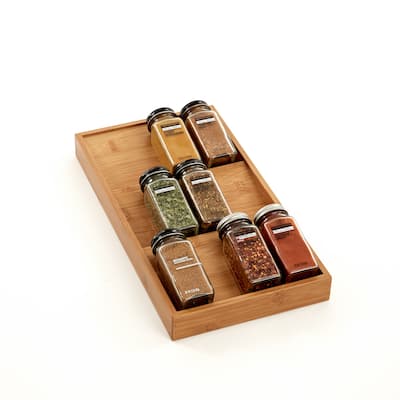 Seville Classics 3-Tier Bamboo Spice Rack Cabinet Drawer Tray Organizer