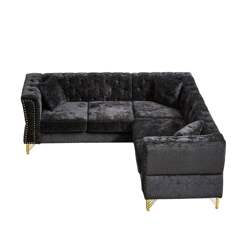 81.5'' Chenille L-Shaped 5-Seat Sectional Sofa with 3 Cushions, Stylish Corner Couch for Living Room or Bedroom